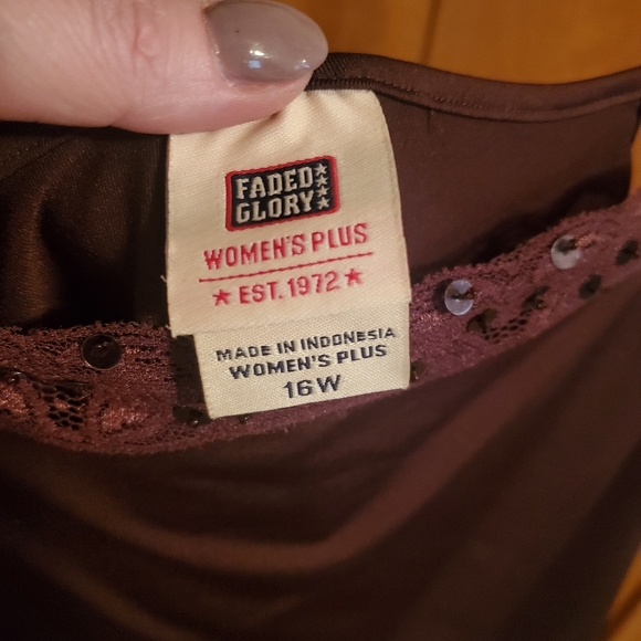 90's Set Cami Sheer Shirt Brown Boho - Picture 2 of 7